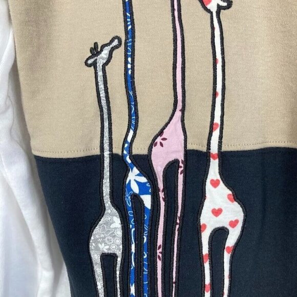 Blair Colorblock Embroidered Giraffe Button Up Long Sleeve Shirt Size Med - Picture 3 of 7